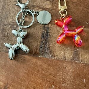 Balloon Dog Bag Charms Set - Silver and Red